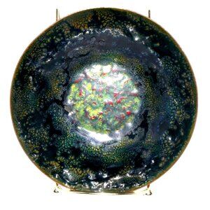 Signed Lillian Berne Abstract Enameled Copper Decorative Bowl 6" Vintage